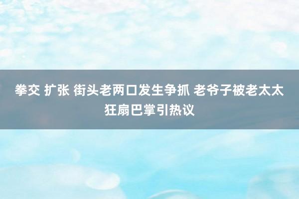 拳交 扩张 街头老两口发生争抓 老爷子被老太太狂扇巴掌引热议