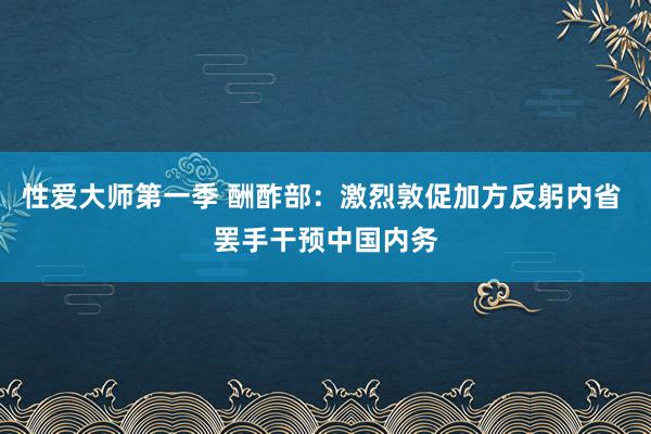 性爱大师第一季 酬酢部：激烈敦促加方反躬内省 罢手干预中国内务