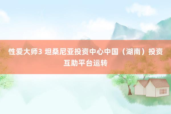 性爱大师3 坦桑尼亚投资中心中国（湖南）投资互助平台运转