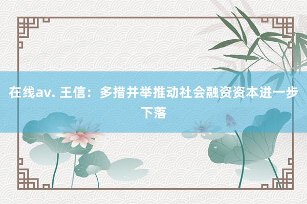 在线av. 王信：多措并举推动社会融资资本进一步下落