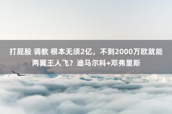 打屁股 调教 根本无须2亿，不到2000万欧就能两翼王人飞？迪马尔科+邓弗里斯