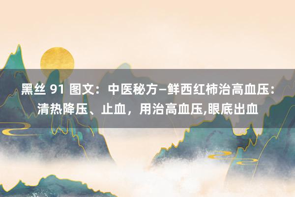黑丝 91 图文：中医秘方—鲜西红柿治高血压：清热降压、止血，用治高血压，眼底出血