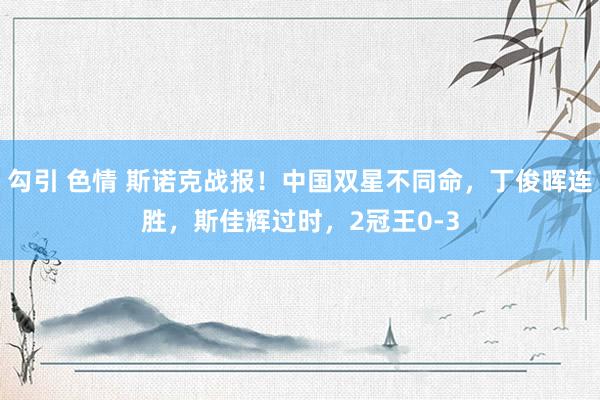 勾引 色情 斯诺克战报！中国双星不同命，丁俊晖连胜，斯佳辉过时，2冠王0-3