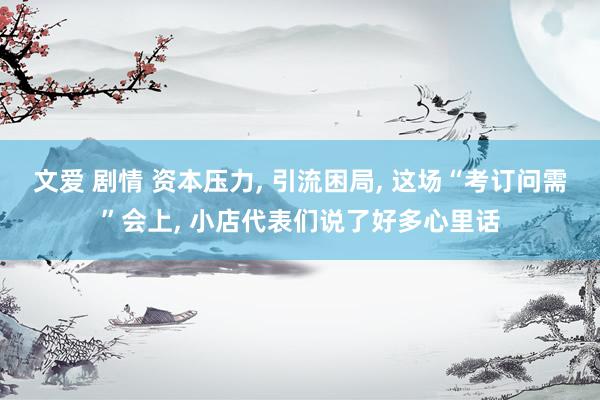 文爱 剧情 资本压力， 引流困局， 这场“考订问需”会上， 小店代表们说了好多心里话