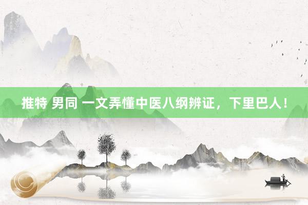 推特 男同 一文弄懂中医八纲辨证，下里巴人！