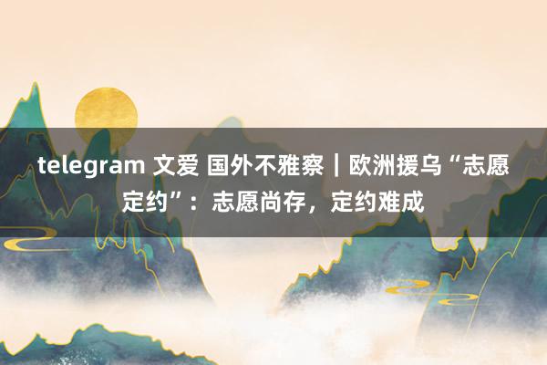 telegram 文爱 国外不雅察｜欧洲援乌“志愿定约”：志愿尚存，定约难成