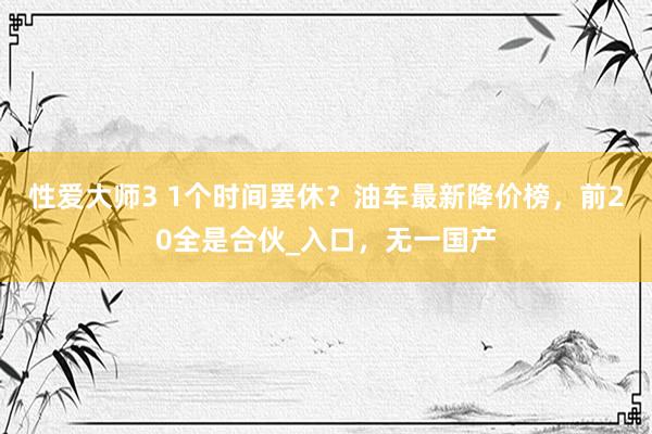 性爱大师3 1个时间罢休？油车最新降价榜，前20全是合伙_入口，无一国产