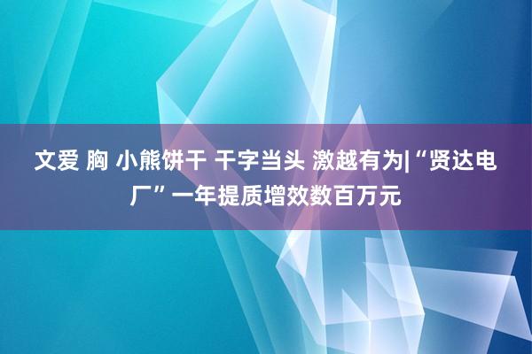 文爱 胸 小熊饼干 干字当头 激越有为|“贤达电厂”一年提质增效数百万元
