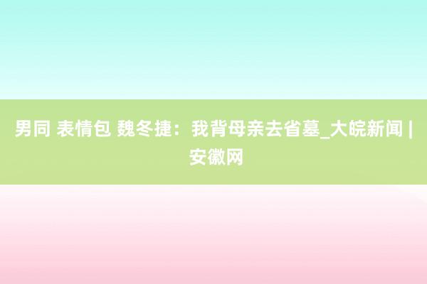 男同 表情包 魏冬捷：我背母亲去省墓_大皖新闻 | 安徽网