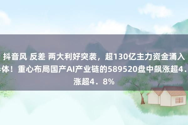 抖音风 反差 两大利好突袭，超130亿主力资金涌入半导体！重心布局国产AI产业链的589520盘中飙涨超4．8%