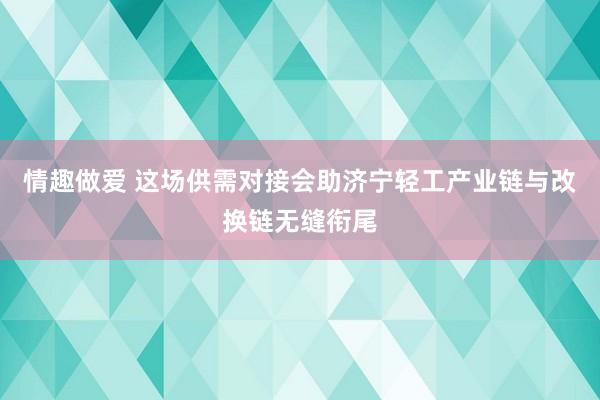 情趣做爱 这场供需对接会助济宁轻工产业链与改换链无缝衔尾