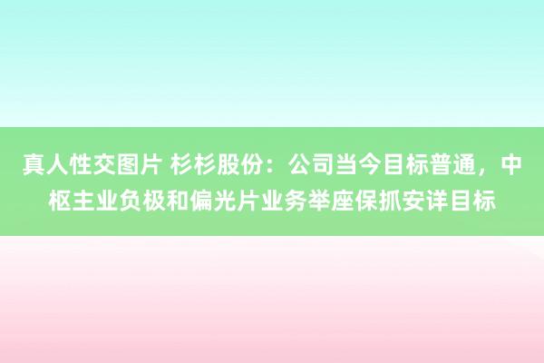 真人性交图片 杉杉股份：公司当今目标普通，中枢主业负极和偏光片业务举座保抓安详目标