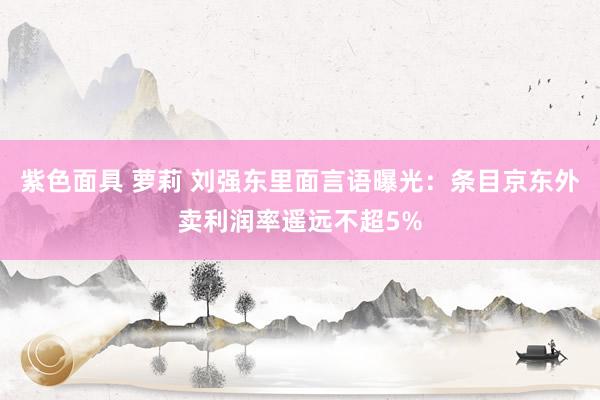 紫色面具 萝莉 刘强东里面言语曝光：条目京东外卖利润率遥远不超5%