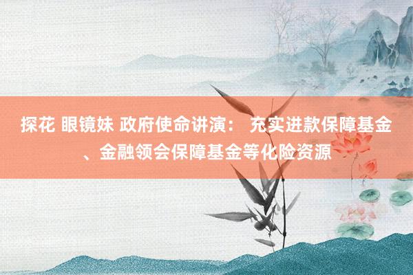 探花 眼镜妹 政府使命讲演： 充实进款保障基金、金融领会保障基金等化险资源